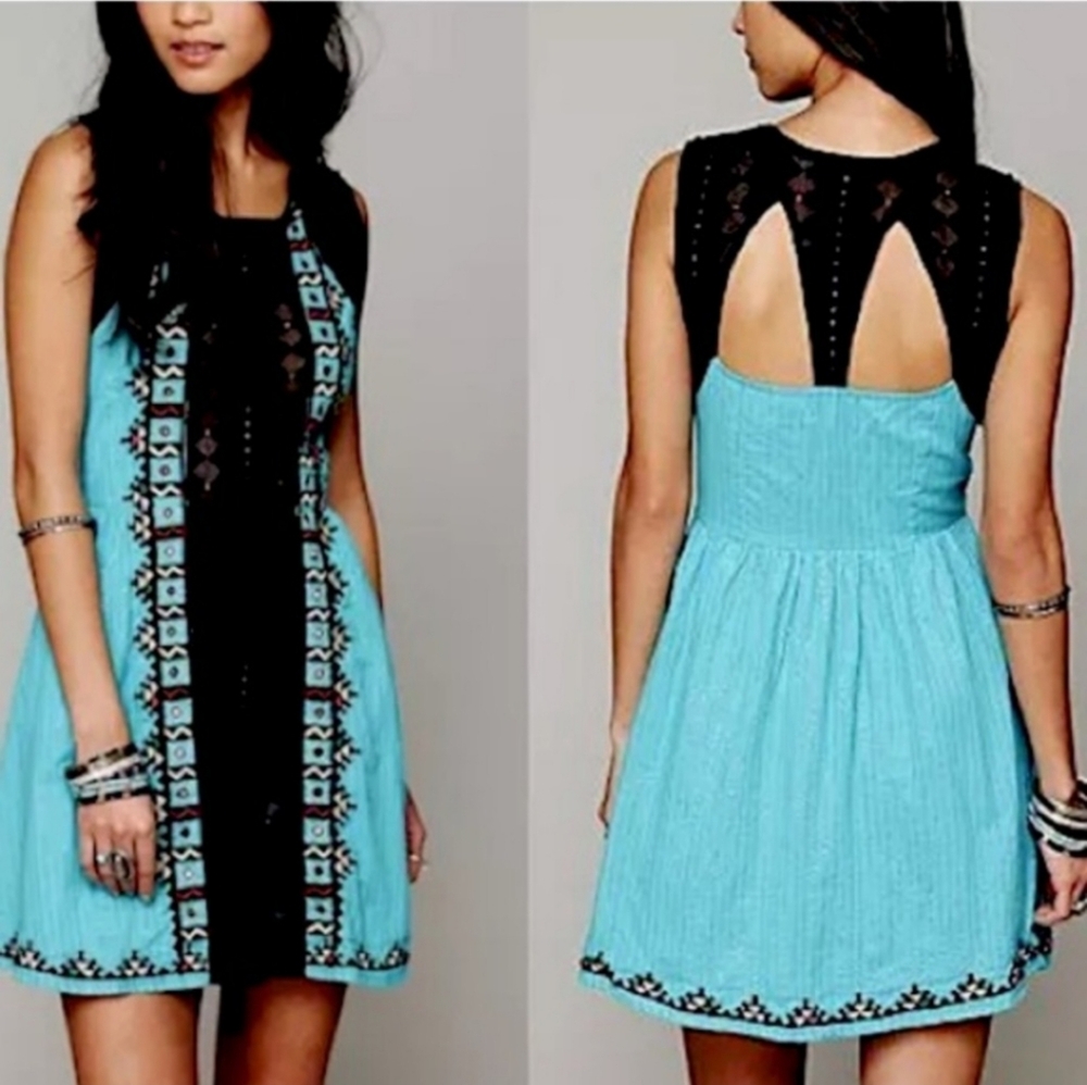 Free People Turquoise Water Lily Dress
